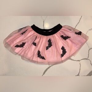 Pink Sweet Wink Tulle Skirt with Black Bat Design Size 0-12 months NWT